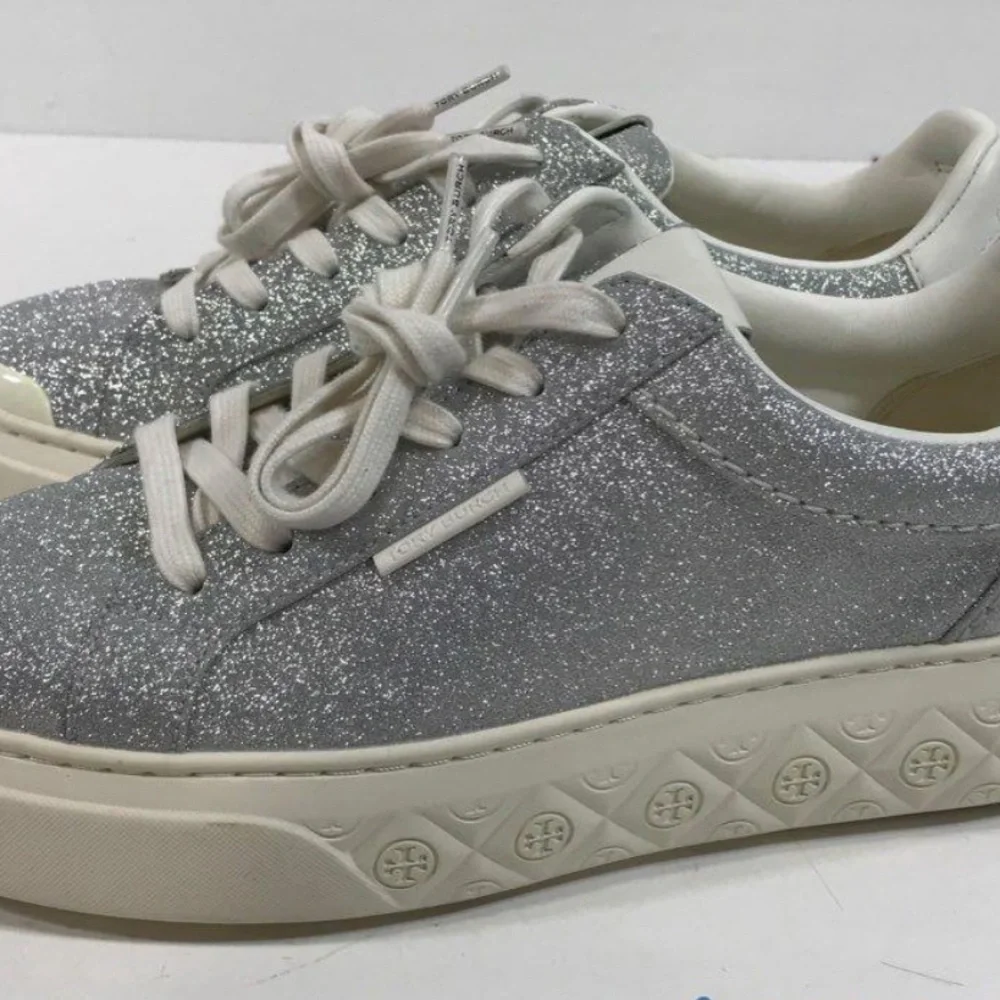 Tory Burch Ladybug Silver Glitter Women's Sneakers Size 8M